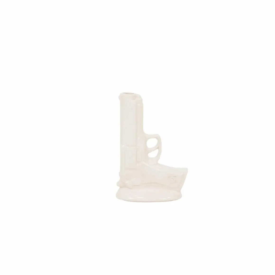 Pistool vaas beige wit 15x9x23cm