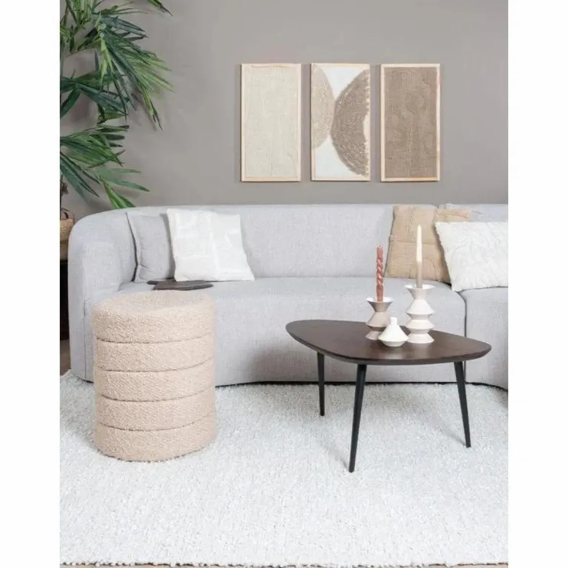 Poef Rosa Beige 53 x ø43 cm