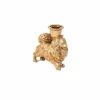 Pomeranian dwergkees kaars houder goud 11.7 x 5.5 x 12 cm
