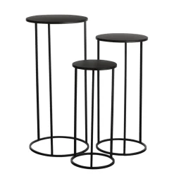 Quinty Bijzettafel – Set van 3 – H70 x Ø32 cm – Metaal – Zwart