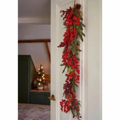 Randell Druppelvormige Kerstslinger – L110 x B18 x H10 cm – Rood