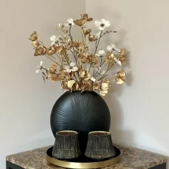 Salontafel decoratie set met waxinelichthouders goud zwart