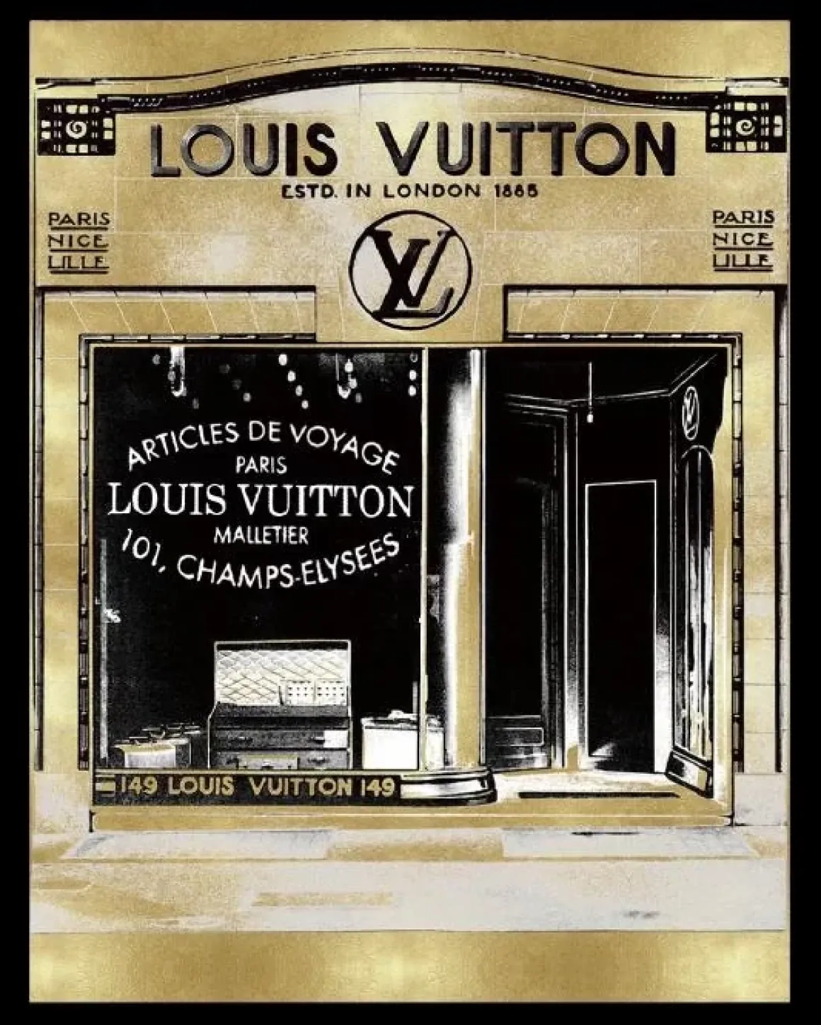 Schilderij poster met zwarte lijst luxe winkel lv 40x50cm