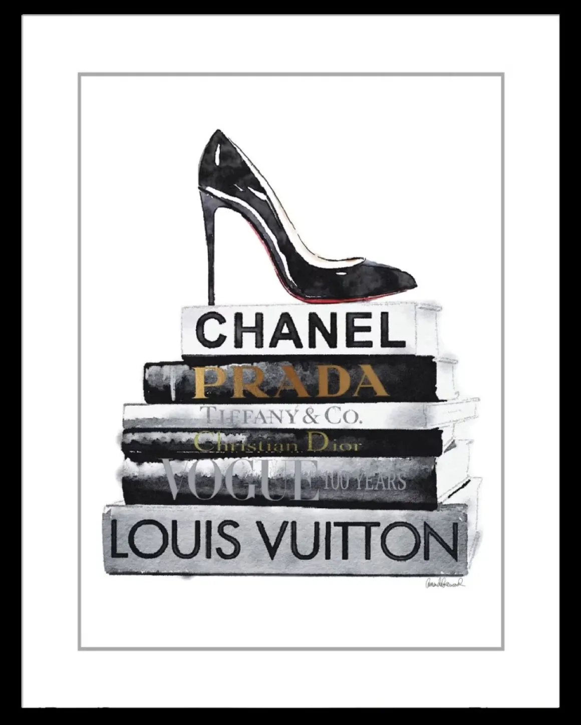 Schilderij poster met zwarte lijst fashion hak 40x50cm