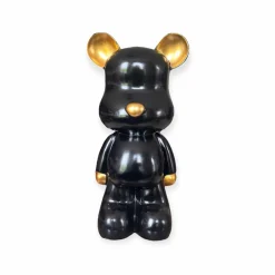 Staande teddy beer beeld zwart goud 47 cm