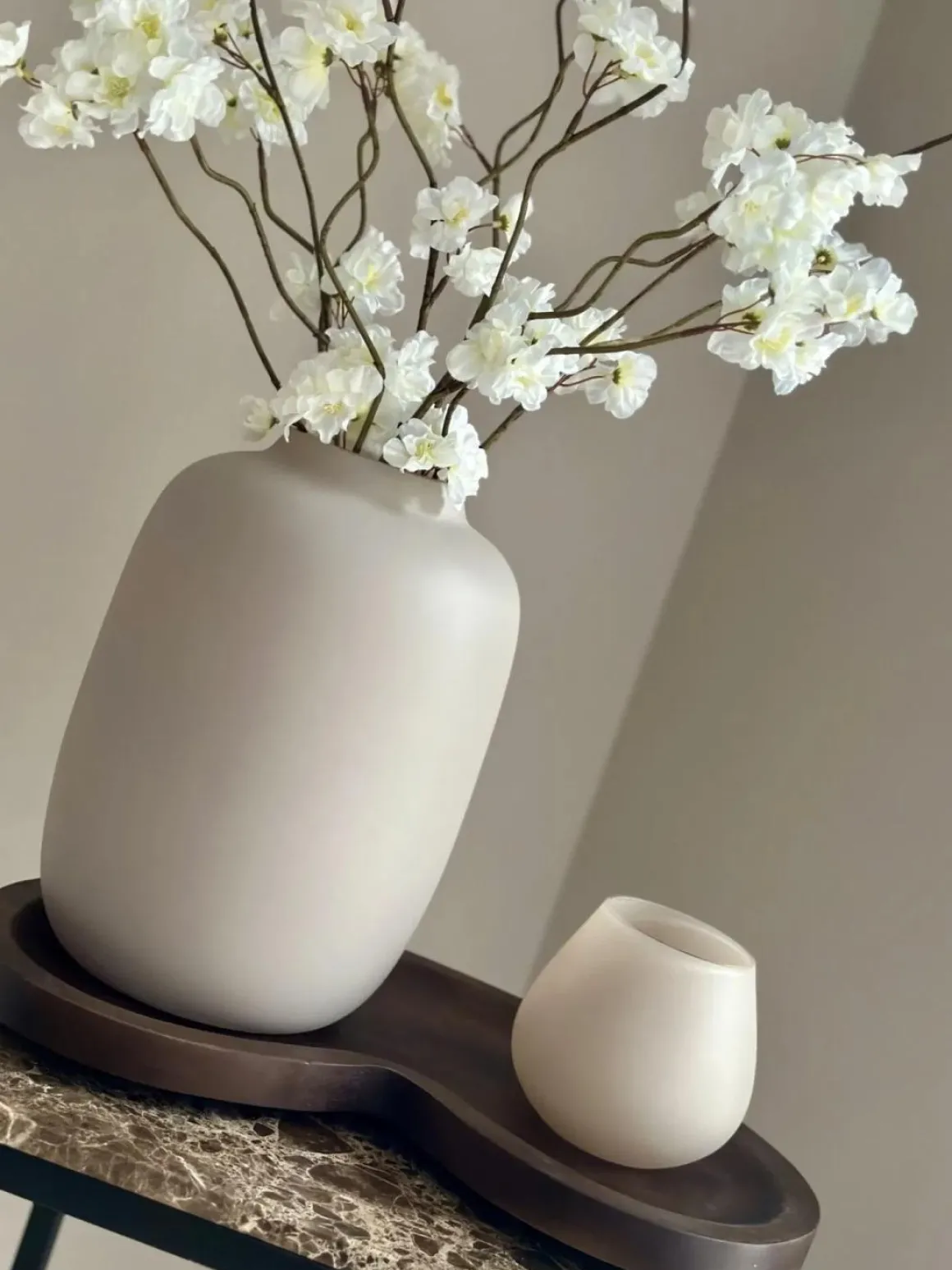 Tafeldecoratie set beige walnoot japandi