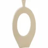 Vaas met gat ovaal beige taupe aluminium 24x6x50cm