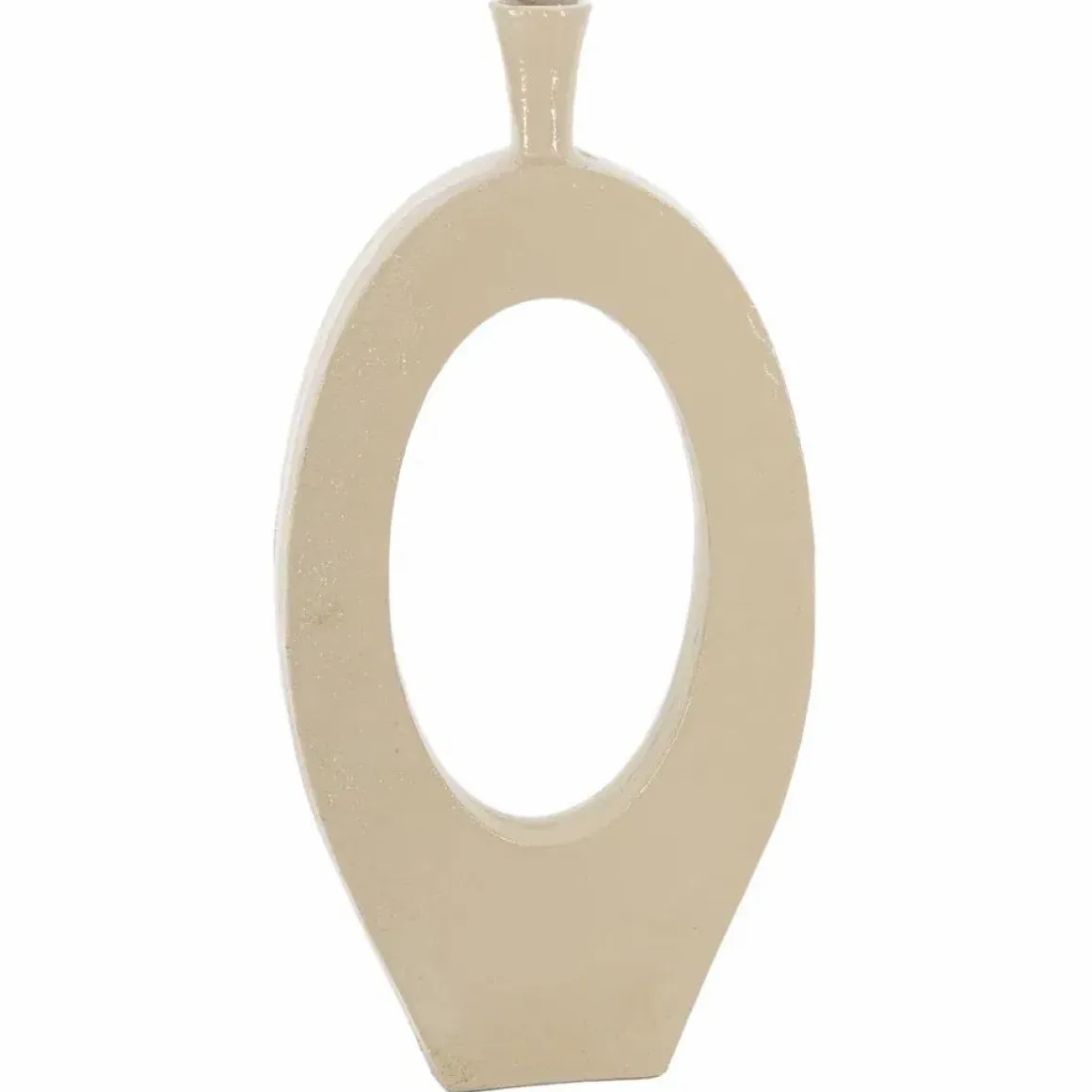 Vaas met gat ovaal beige taupe aluminium 24x6x50cm