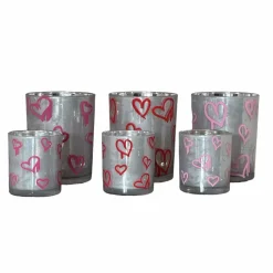 Valentijn tip: Love You hart waxinelicht houder Zilver 7,3cm x 8cm