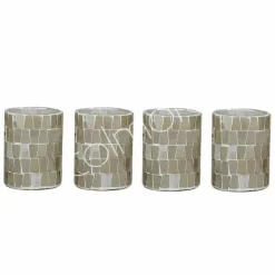 Waxinelichthouder beige naturel colmore 7x7x10cm