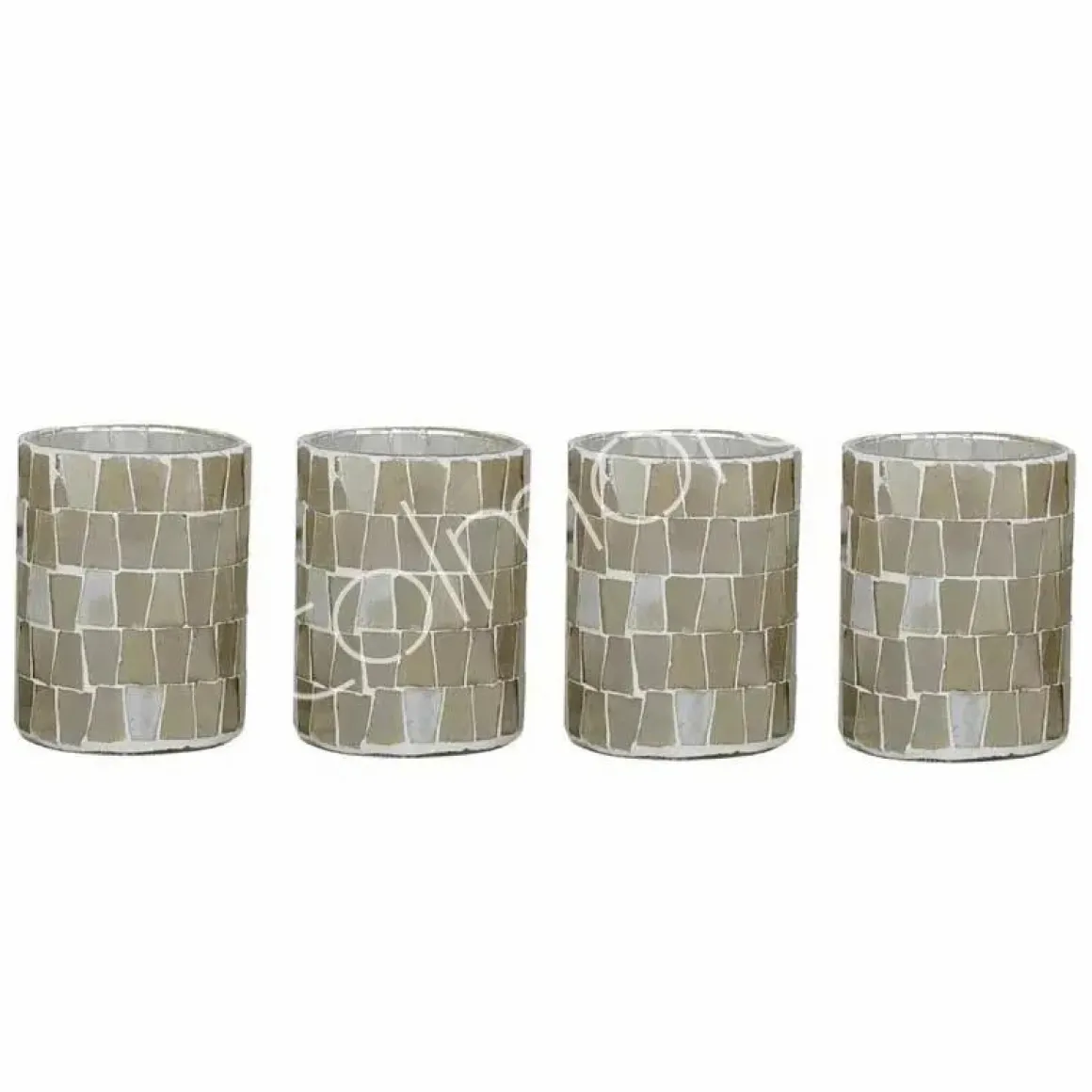 Waxinelichthouder beige naturel colmore 7x7x10cm