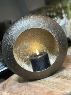 Windlicht goud brons 25 x 11 cm
